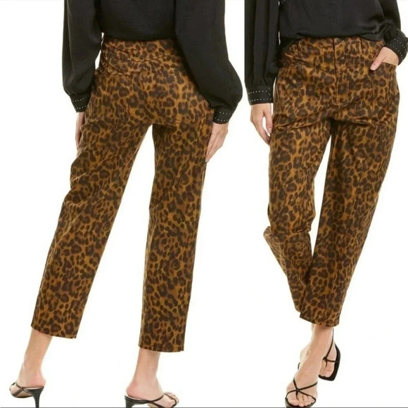 Rebecca Minkoff leopard high waisted cotton Sandra pant - Picture 1 of 12